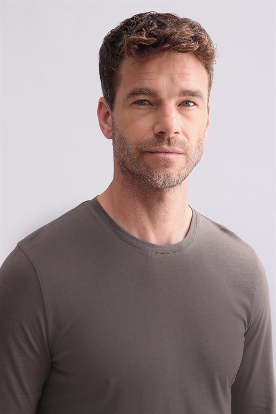 Mısırlı Erkek Modal & Pamuk Karışımlı Uzun Kollu Pijama Takımı Kahverengi