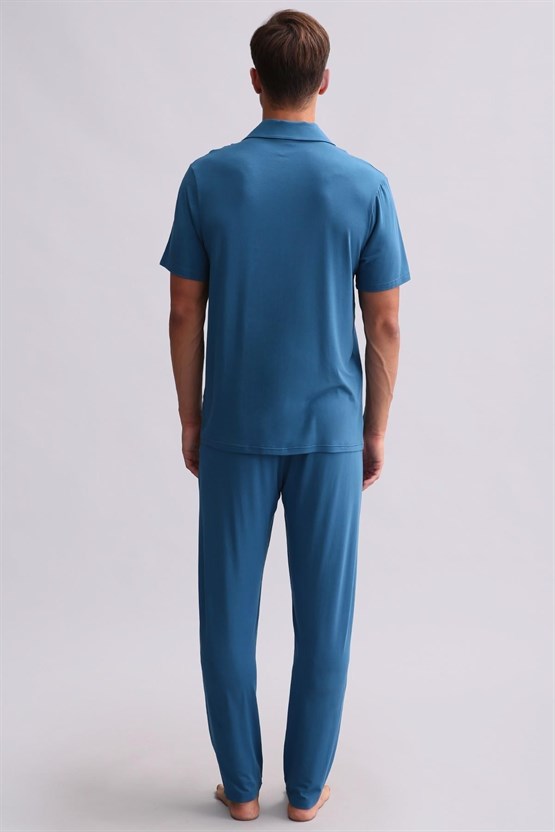 Mısırlı Erkek Modal Kısa Kollu Gömlek Koyu Lacivert