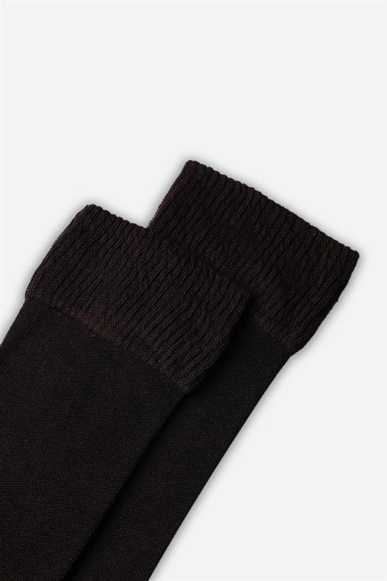 Mısırlı Erkek Modal Tekli DİABETİKER Lastiksiz Uzun Soket Çorap Kahverengi