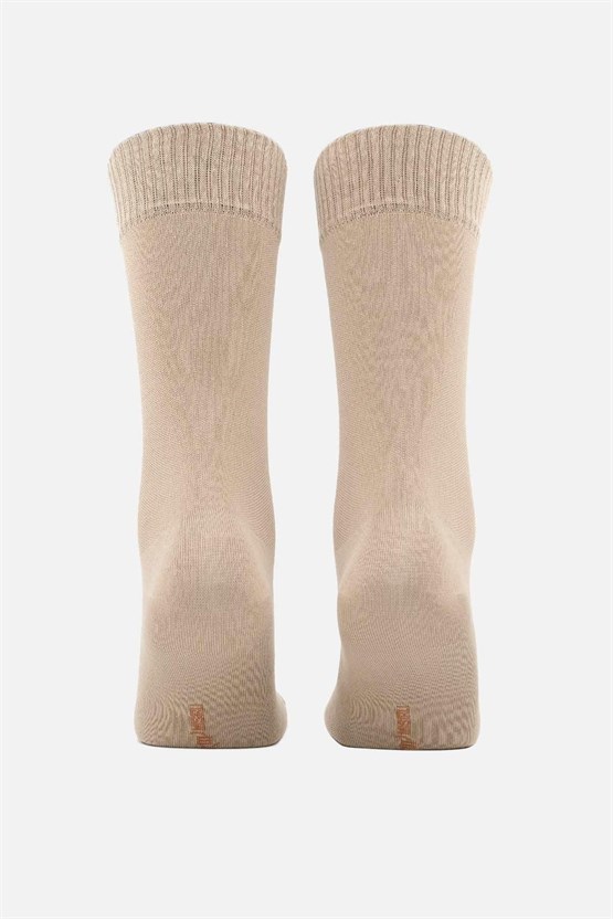 Mısırlı Erkek Modal Tekli DİABETİKER Lastiksiz Uzun Soket Çorap Bej