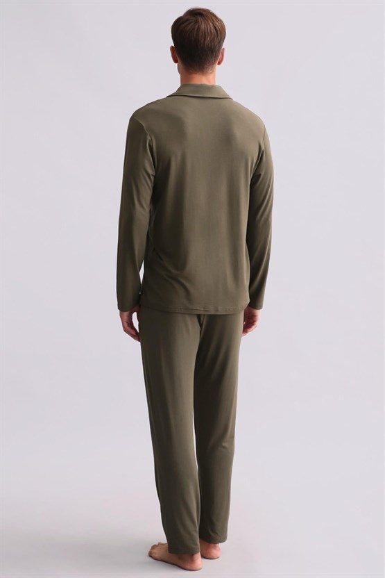 Mısırlı Erkek Modal Uzun Kollu Gömlek Haki