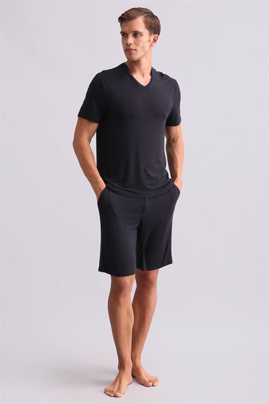 Mısırlı Erkek Modal V Yaka Tişört Antrasit