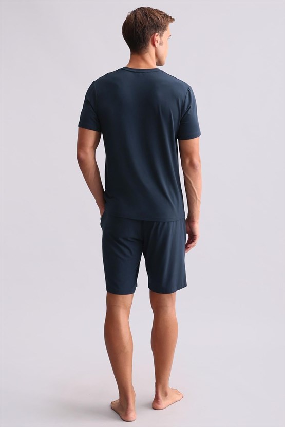 Mısırlı Erkek Modal V Yaka Tişört Gece Mavisi