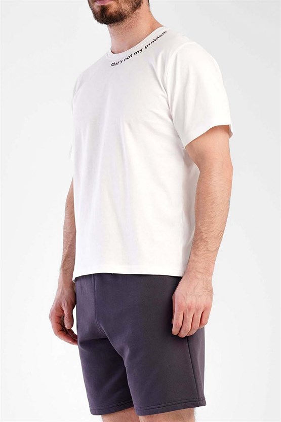 Mısırlı Erkek Pamuklu Kısa Kol Şort Pijama Takımı Beyaz