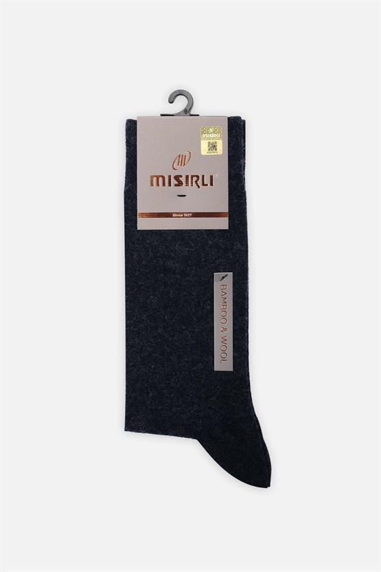 Mısırlı Erkek Yün Bambu Tekli Soket Çorap Lacivert