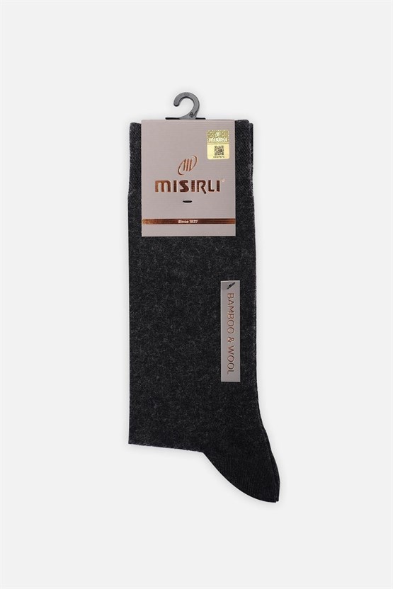 Mısırlı Erkek Yün Bambu Tekli Soket Çorap Antrasit