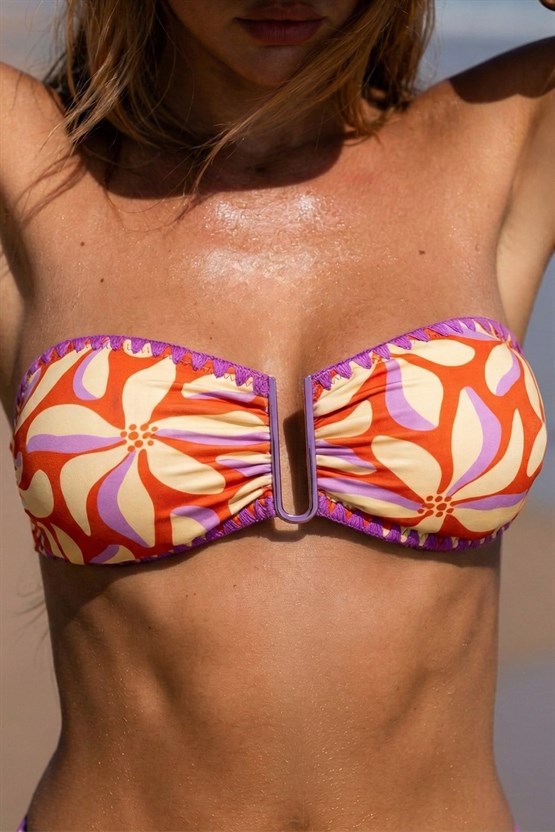 Mısırlı EtekLi Uzun Üçgen Bikini Takım Flower