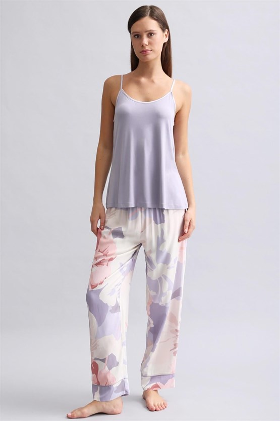 Mısırlı Kadın Bambu Atlet Pijama Üst Violet