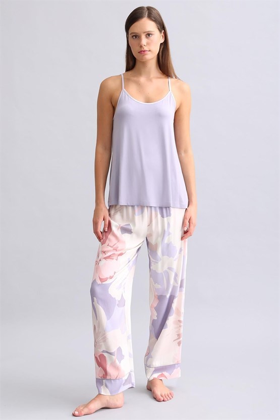 Mısırlı Kadın Bambu Atlet Pijama Üst Violet