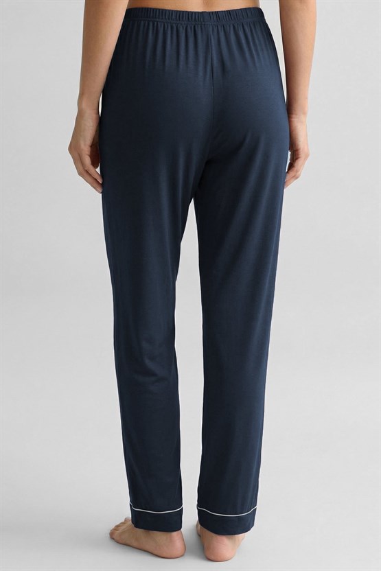 Mısırlı Kadın Bambu Beli Lastikli  Pijama Alt Lacivert