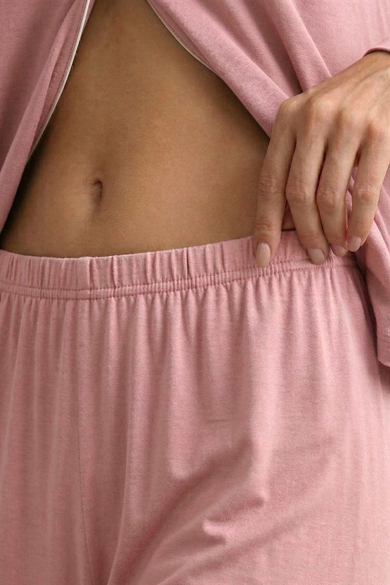 Mısırlı Kadın Bambu Beli Lastikli  Pijama Alt Toz Pembe