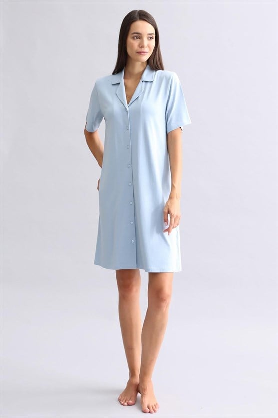 Mısırlı Kadın Bambu Gecelik Mavi