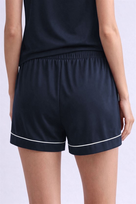 Mısırlı Kadın Bambu Mini Şort Lacivert