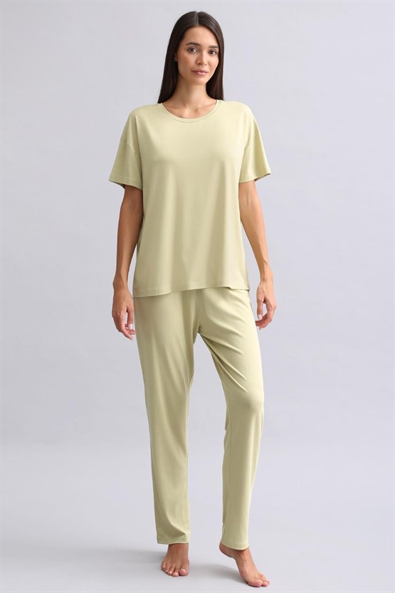 Mısırlı Kadın Bambu Pijama Alt Adaçayı Yeşili