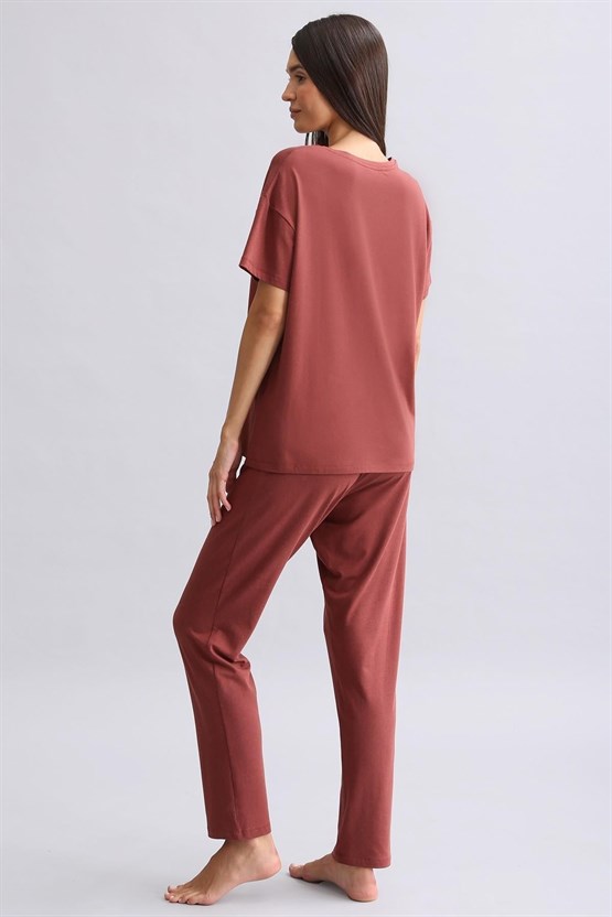 Mısırlı Kadın Bambu Pijama Alt Bordo