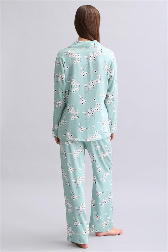 Mısırlı Kadın Bambu Pijama Takımı Çağla Yeşili