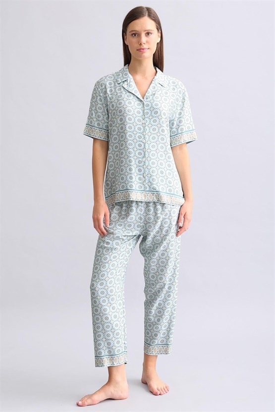 Mısırlı Kadın Bambu Pijama Takımı Çağla Yeşili