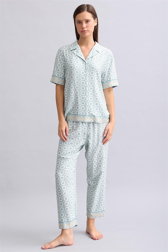 Mısırlı Kadın Bambu Pijama Takımı Çağla Yeşili