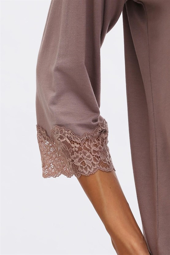 Mısırlı Kadın Bambu Pijama Takımı Kahverengi