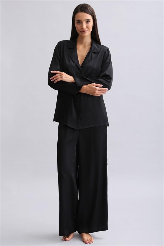 Mısırlı Kadın Bambu Pijama Takımı Siyah