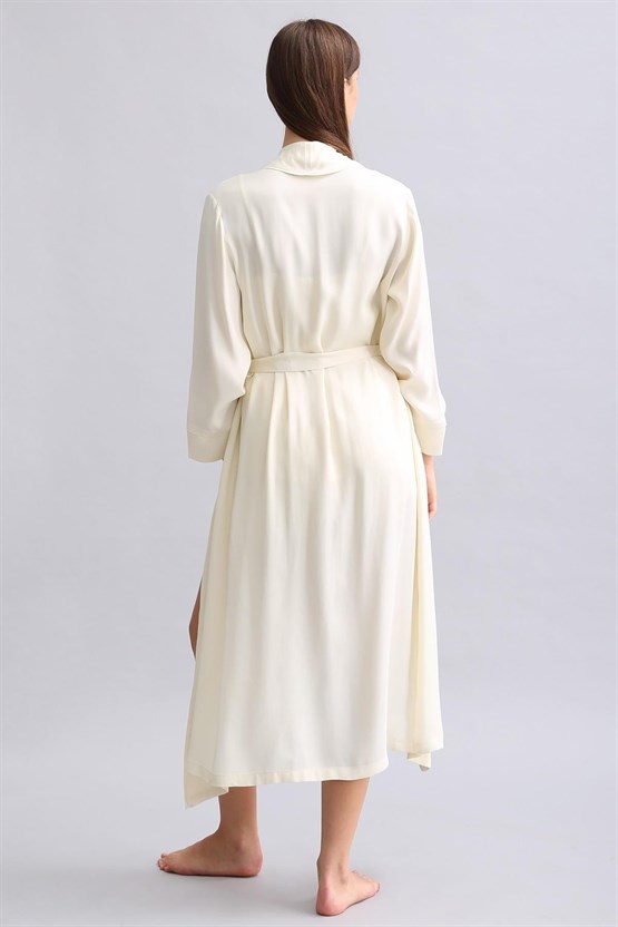 Mısırlı Kadın Bambu Sabahlık Ekru