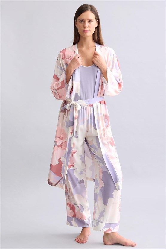 Mısırlı Kadın Bambu Sabahlık Koyu Lila