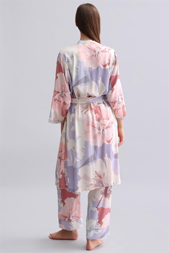 Mısırlı Kadın Bambu Sabahlık Koyu Lila