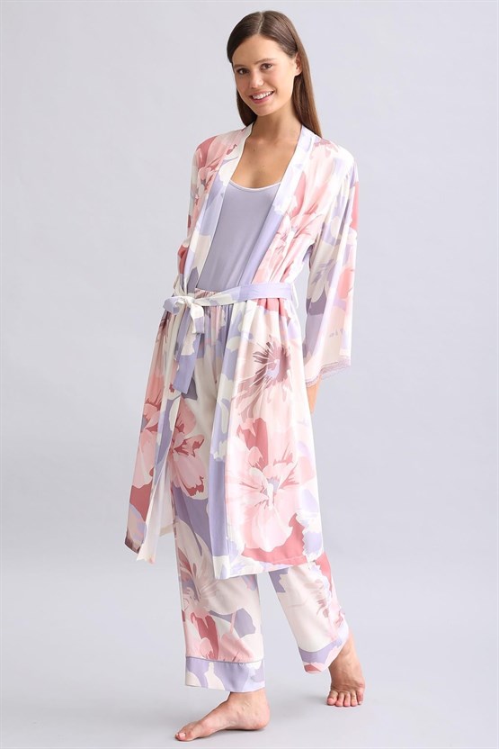 Mısırlı Kadın Bambu Sabahlık Koyu Lila