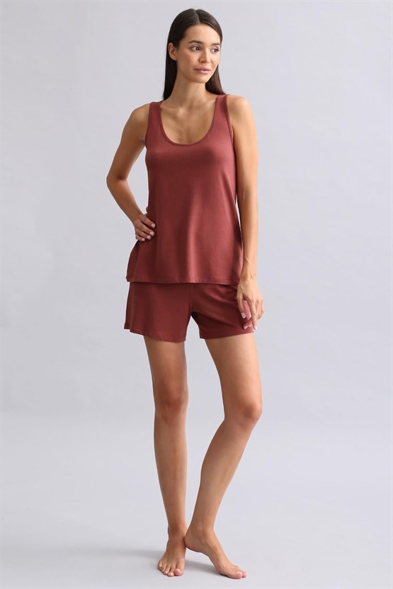 Mısırlı Kadın Bambu Şort Bordo