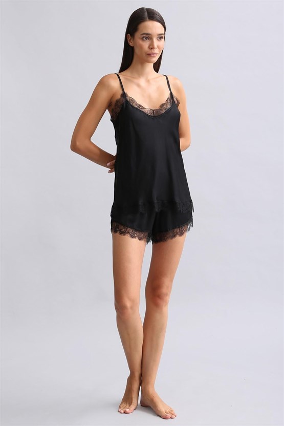 Mısırlı Kadın Bambu Şort Takımı Siyah