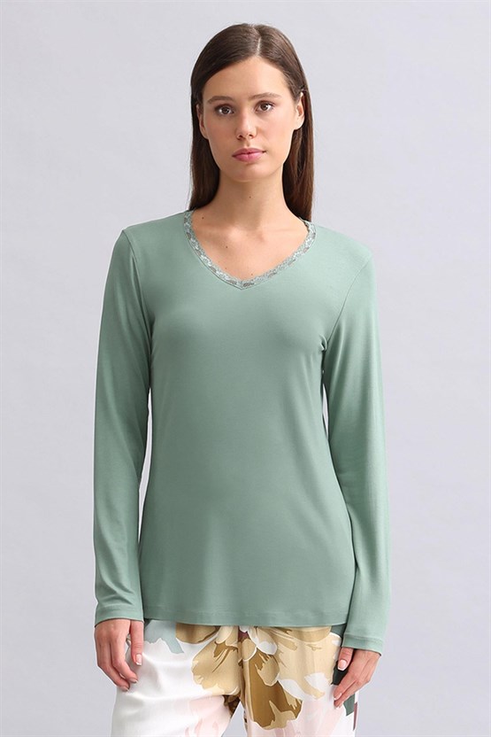 Mısırlı Kadın Bambu Sweatshirt Çağla Yeşili