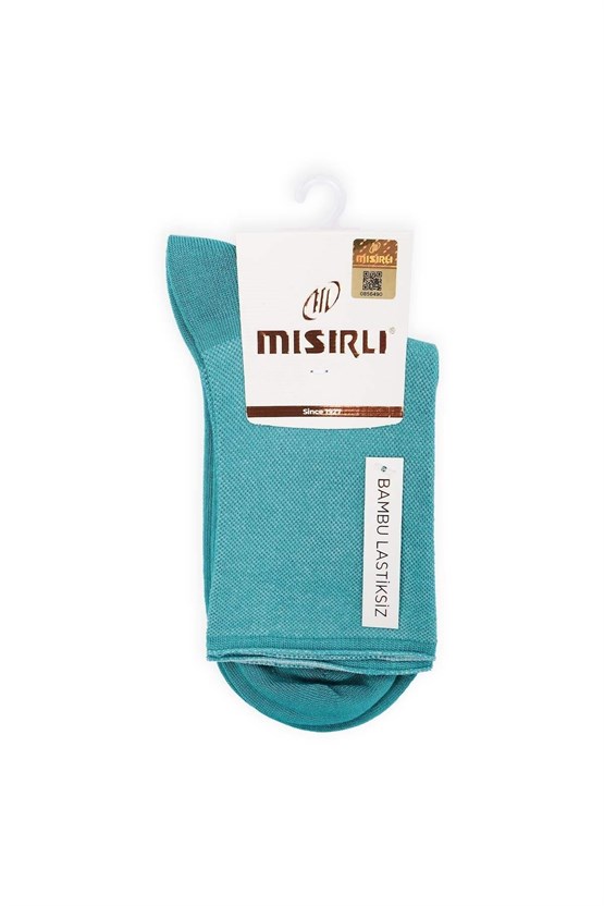 Mısırlı Kadın Bambu Tekli Diabetiker Lastiksiz Soket Çorap Mavi