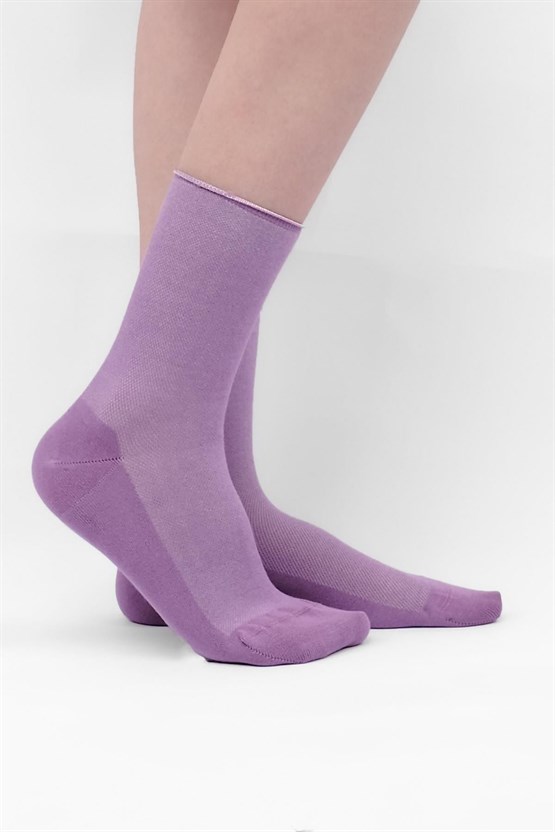 Mısırlı Kadın Bambu Tekli Diabetiker Lasitksiz Soket Çorap Mor