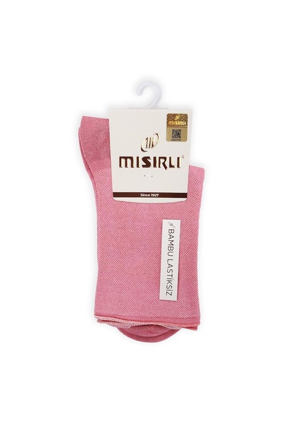Mısırlı Kadın Bambu Tekli Diabetiker Lastiksiz Soket Çorap Pembe