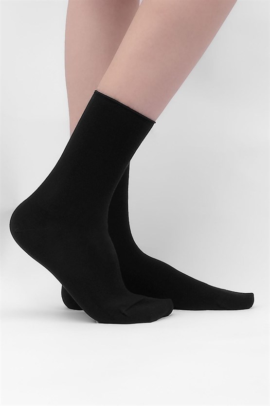 Mısırlı Kadın Bambu Tekli Diabetiker Lastiksiz Soket Çorap Siyah