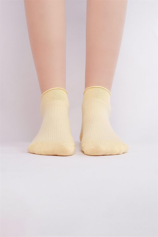 Mısırlı Kadın Bambu Tekli Yazlık Sneaker Çorap Sarı