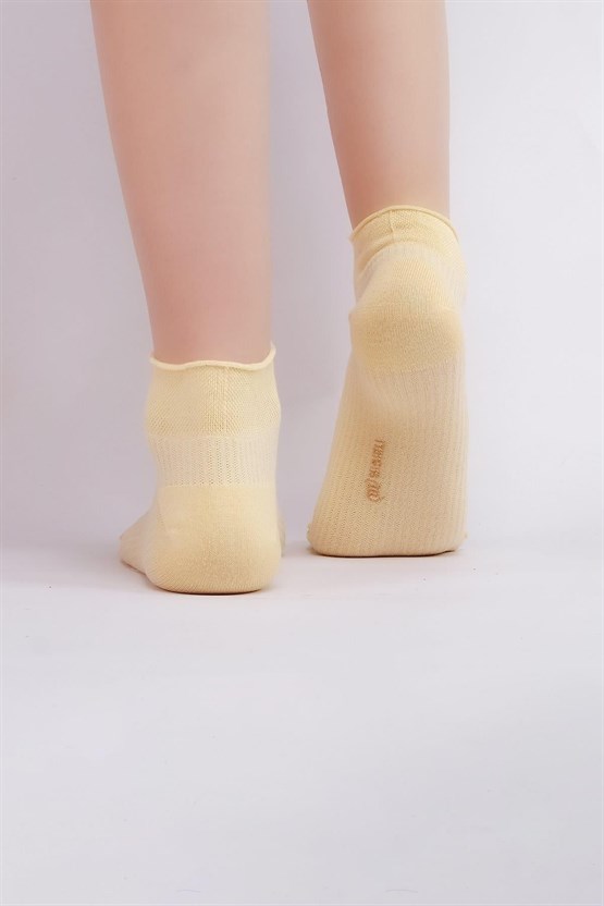 Mısırlı Kadın Bambu Tekli Yazlık Sneaker Çorap Sarı