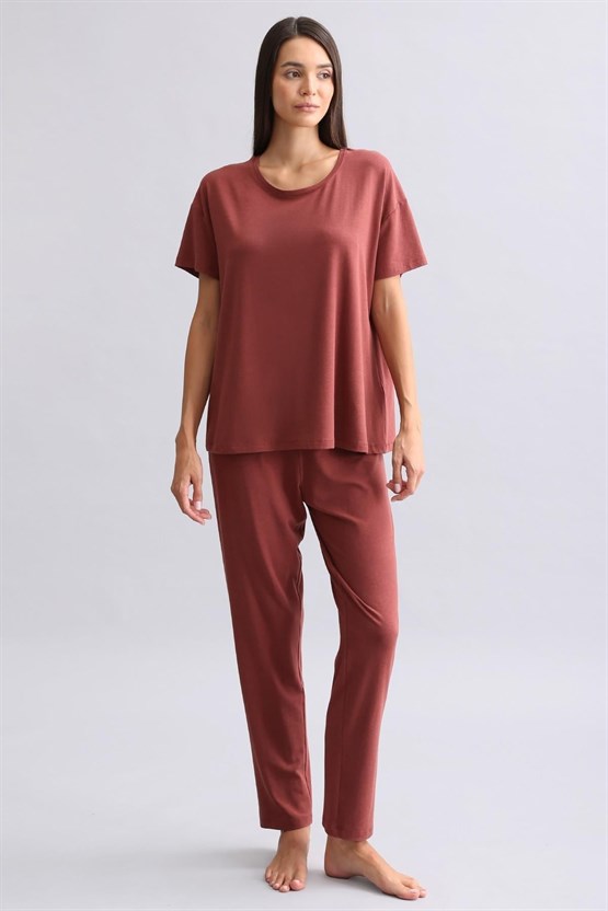 Mısırlı Kadın Bambu Tişört Bordo