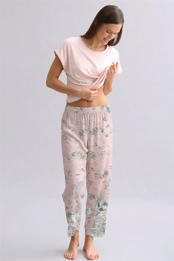 Mısırlı Kadın Dokuma Alt Pijama Gül Kurusu
