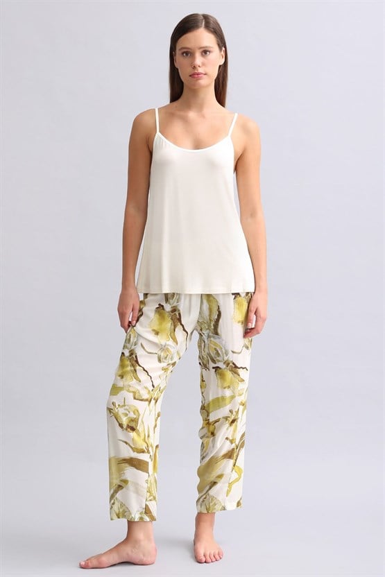 Mısırlı Kadın Dokuma Dar Paça Pantolon Yeşil