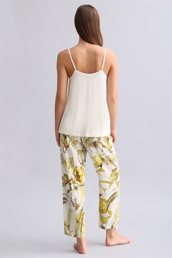 Mısırlı Kadın Dokuma Dar Paça Pantolon Yeşil