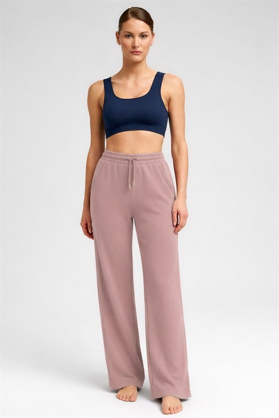 Mısırlı Kadın Düz Pantolon Gül Kurusu