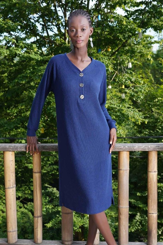 Mısırlı Kadın Kaşkorse Elbise İndigo