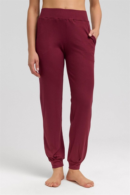 Mısırlı Kadın Kaşkorse Jogger Pantolon Bordo