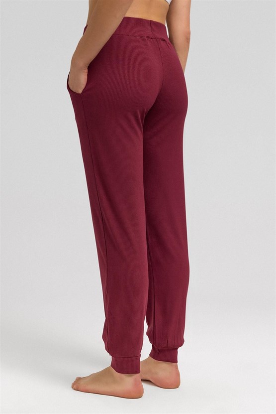 Mısırlı Kadın Kaşkorse Jogger Pantolon Bordo