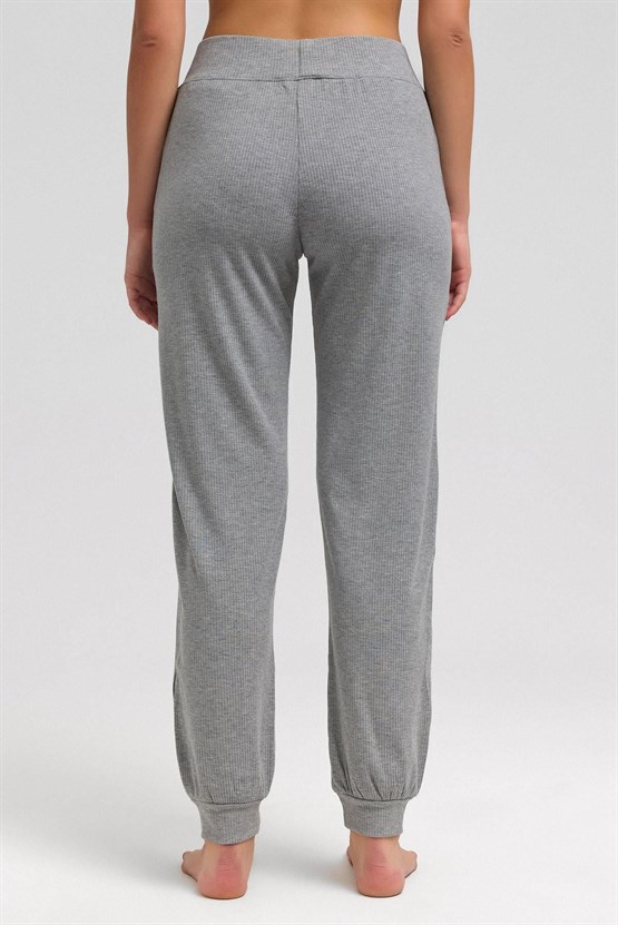 Mısırlı Kadın Kaşkorse Jogger Pantolon Gri Melanj