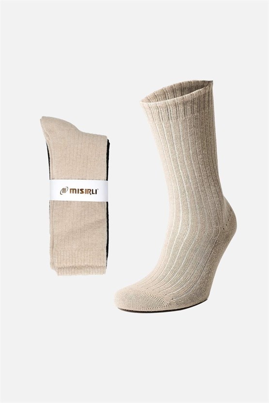 Mısırlı Kadın Kaşmir 2 Çift Soket Çorap Siyah/Bej