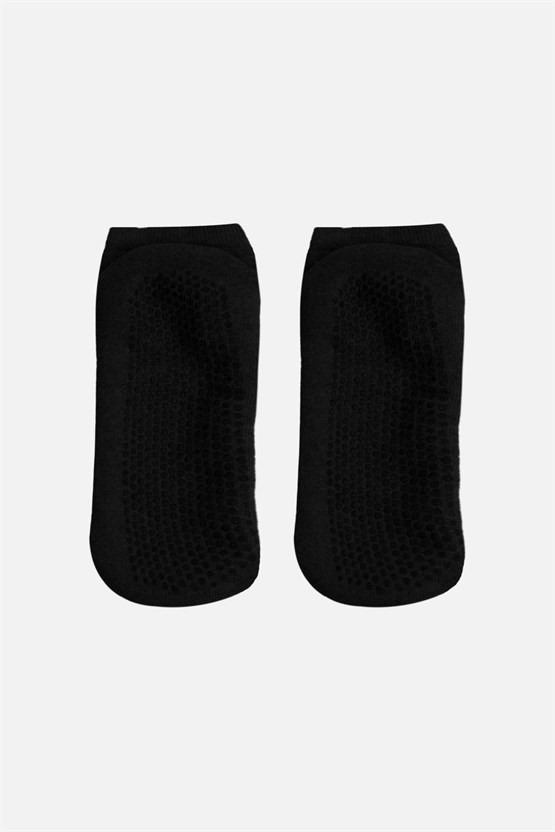 Mısırlı Kadın Kaydırmaz 2 Çift Pilates ve Yoga Çorabı Siyah