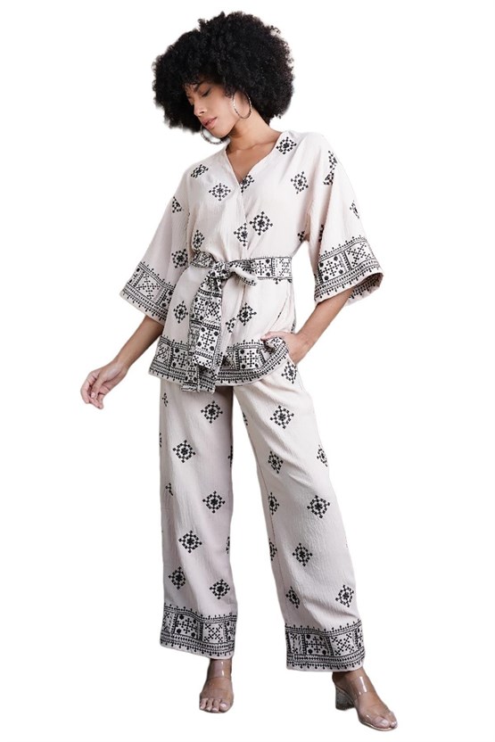 Mısırlı Kadın Kimono Takım Espresso