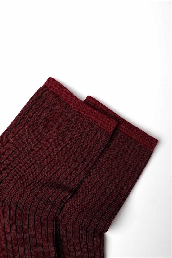 Mısırlı Kadın Merserize Tekli Soket Çorap Açık Bordo